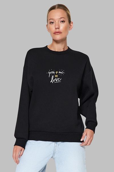 Nyda Collections Hanorac oversize unisex cu glugă cu imprimeu You Love Me - mânecă lungă, decolteu