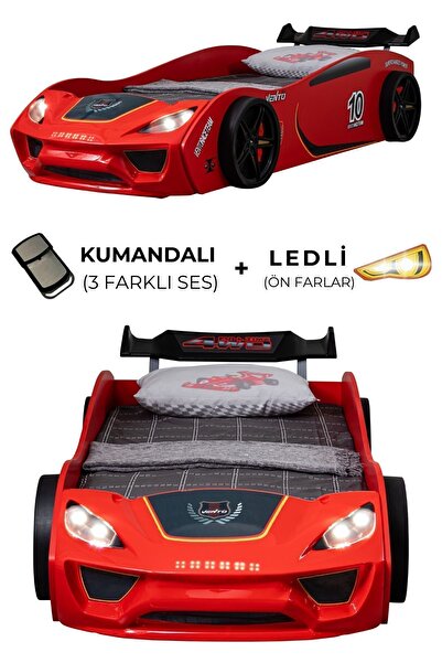 Setay Arabalı Yatak, Vento Kumandalı Ledli Arabalı Yatak - Kırmızı