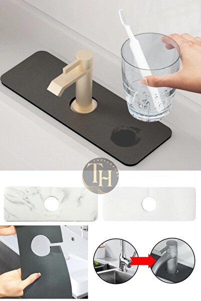 Toptanhane Su Emici Sihirli Lavabo Kenar Matı 38x13cm Mutfak Banyo Musluk Ken...
