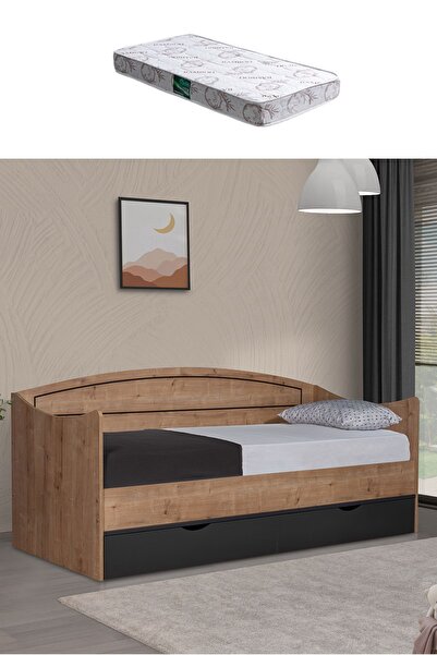 Setay Karyola, Soft Çekmeceli Karyola 90x200 - Ceviz/gri 1 Adet Comfort Yatak