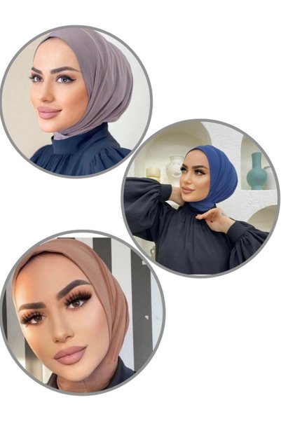Organic Scarfs Penye Çıtçıtlı Hazır Eşarp Hijap Şal 3'lü Set