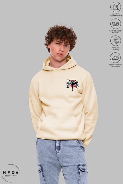 Nyda Collections Hanorac cu glugă unisex cu mânecă lungă Muay Thai, cu glugă, cu glugă, bumbac supradimensionat