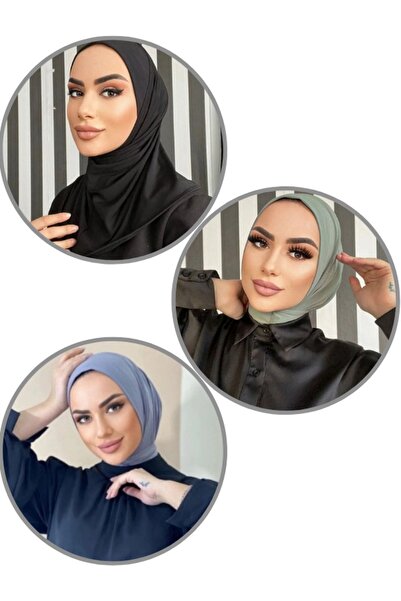 Organic Scarfs Penye Çıtçıtlı Hazır Eşarp Hijap Şal 3'lü Set