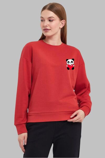 Nyda Collections Panda Love print - Ženska majica bez kapuljače, dugi rukavi,...