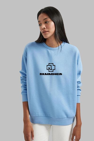Nyda Collections Hanorac supradimensionat unisex fără glugă cu imprimeu Rammstein - mânecă lungă, decolteu, bumbac