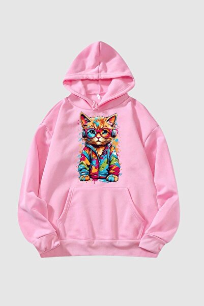 Nyda Collections Unisex majica sa kapuljačom, dugim rukavima i printom - sa k...