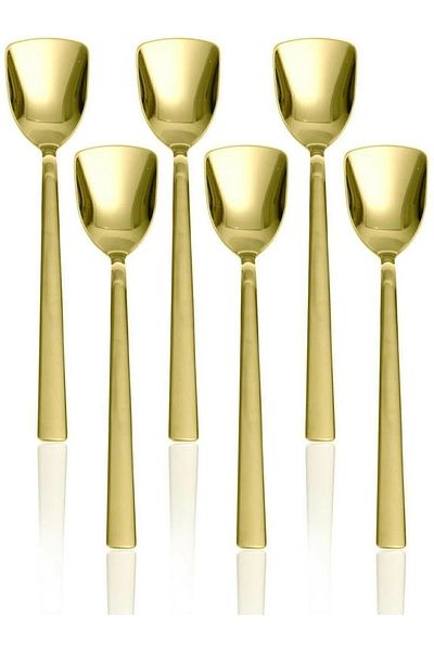 Demir Çeyiz Dmr Life 18/10 Gold Color Set of 6 Stainless Steel Ice Cream and Dessert Spoons