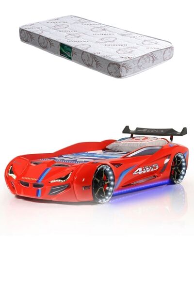 Setay Arabalı Yatak, Mercedes Rüzgarlıklı Full Ledli Arabalı Yatak- Kırmızı 1...