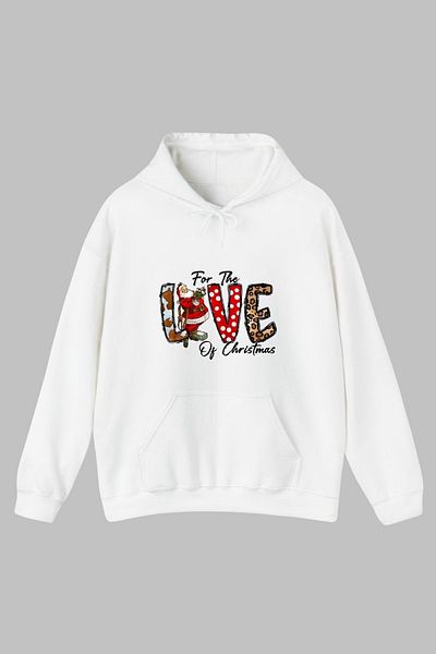 Nyda Collections Hanorac oversize unisex cu glugă cu imprimeu New Year's Love - mânecă lungă, bumbac