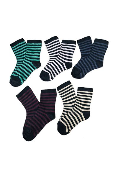 SOCKSHION Детски памучни чорапи до глезена с кръгъл шарен мотив, 5 чифта