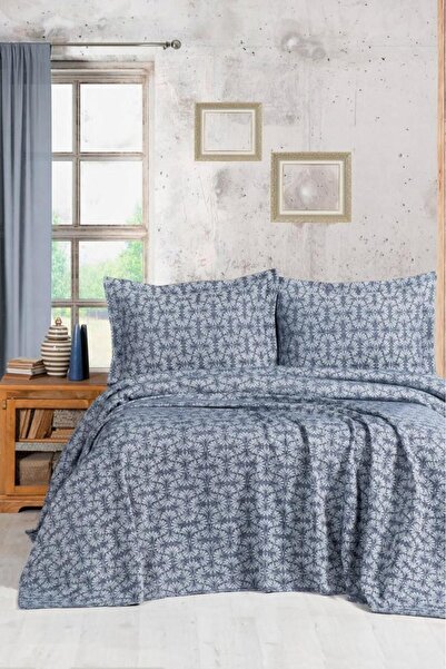 Evim Pamuklu Bella Jakar Indigo Yatak Örtüsü Seti Çift Kişilik - 230x240 Cm