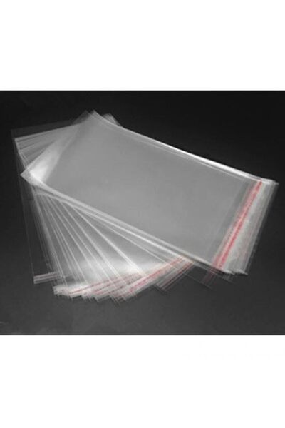 ÜNSALAN HOBİ Bantlı Jelatin Poşet Parlak Şeffaf Jelatin 10 X 20cm(POŞETİN AÇIK HALİDİR) 100 Adet