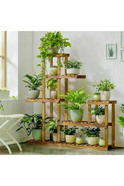 DEMBEY AHŞAP ATÖLYE Saksı Çiçeklik Saksılık Ahşap Çok Katlı Dekoratif Saksı S...