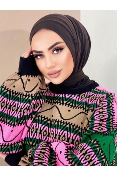 Organic Scarfs Hijabchi Γυναικεία Hijab Snap γιακάς Hijab Bonnet Μοντέλο Κασκόλ Σάλι Καφέ