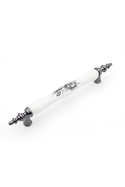 ASOS Porselen Kulp Füme Siyah Gül Desenli 128 Mm Mutfak,banyo,vestiyer Kulpları