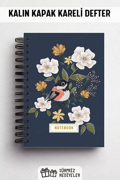 Eldesen Tasarım A5 Size - 80 Sheets 160 Pages, Checked Notebook, Thick Cover and Spiral