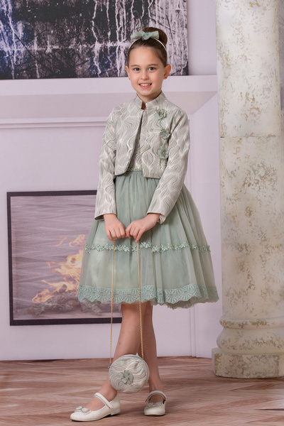 SÜSLÜ PİNK KİDS فستان بوليرو تول للفتيات لحفلات العودة للوطن