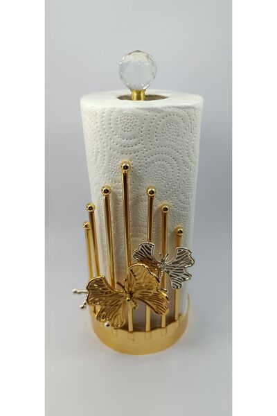 kristal home Tel Kelebek Kağıt Havluluk Zamak Kristal Taşlı Metal Altın Rengi