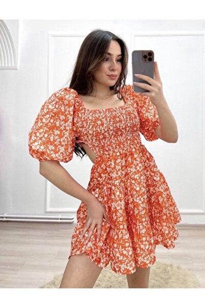 St boutique Sırt Dekolteli Kloş Elbise
