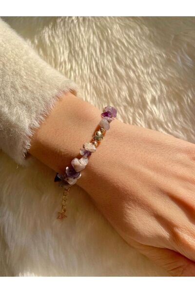 Beykan handmade Bracelet Natural Stone Heart Amethyst Series