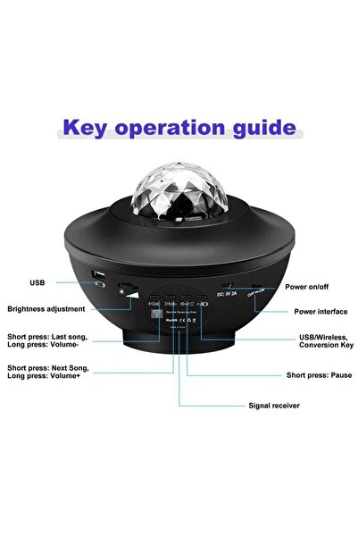 fortrek Led Işıklı Projektör Bluetooth Hoparlör Sese Duyarlı Disko Parti Gece Lambası, Tavan Aydınlatıcı