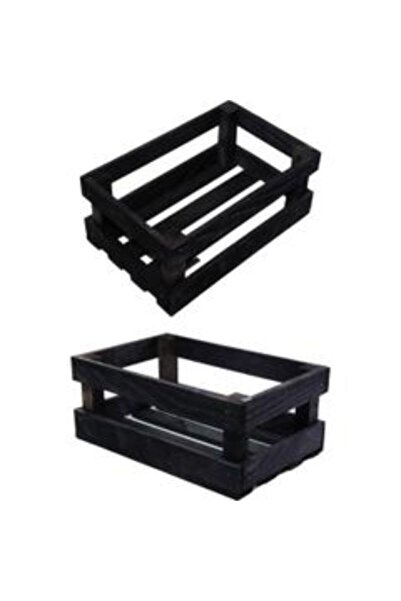 DEMBEY AHŞAP ATÖLYE Ahşap Atölye Ahşap Kasa Raf Çiçeklik Renkli Mini Kasa Siyah