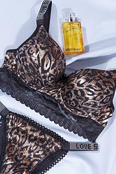 AYMİSH Σετ σουτιέν με φαλτζούρι με μοτίβο λεοπάρ Aymish