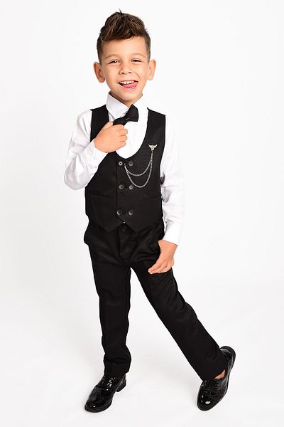 Delfini kids Costum smoking pentru băiat cu vestă și papion