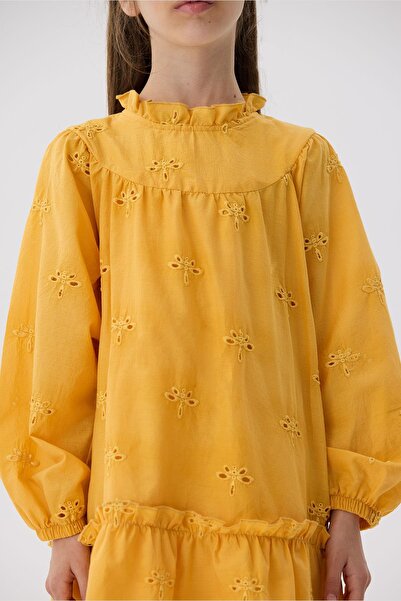 Tyess BG Store Kız Çocuk Hardal Elbise