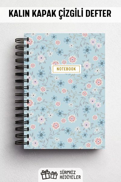 Eldesen Tasarım A5 Size 80 Sheets 160 Sheets - Lined Notebook with Spiral and Thick Cover