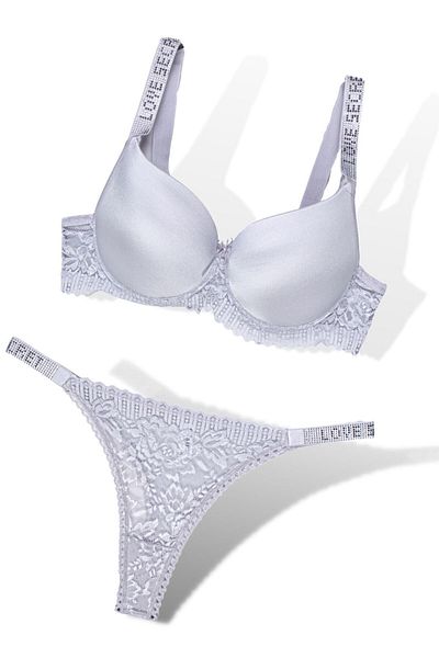 AYMİSH Aymish Gray Stone Micro Padded Bra Set - Love Secret 250
