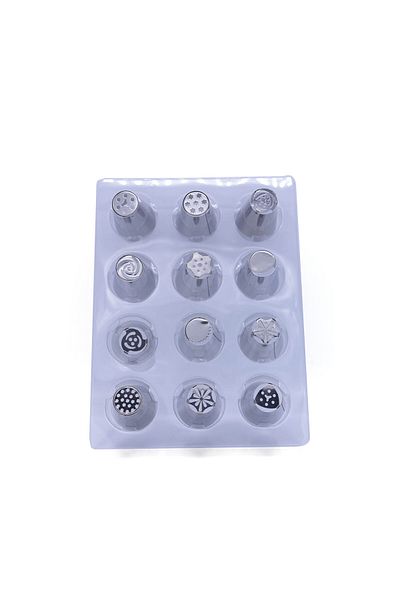 Bin-Shihoun Abomar 12-Cavity Stainless Steel Cake Decoration Set Silver 9centimeter