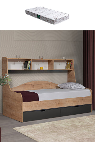 Setay Karyola, Hera Çekmeceli Karyola Ceviz Gri + 1 Adet Comfort Yatak