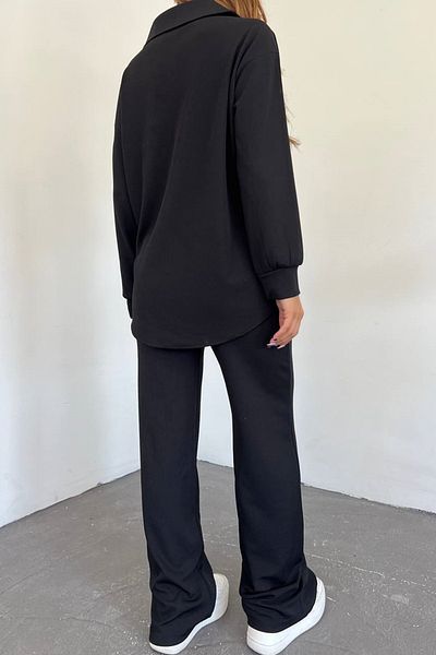 WOMAN VISION Oversize дамски комплект риза и панталон - черен 10786
