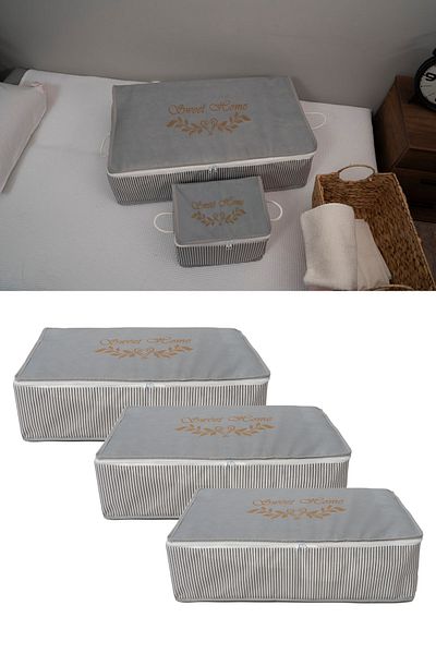 ADARYA HOME Sweet Home μοτίβο ριγέ τσάντα - 3 τεμάχια, 75x45x20 cm