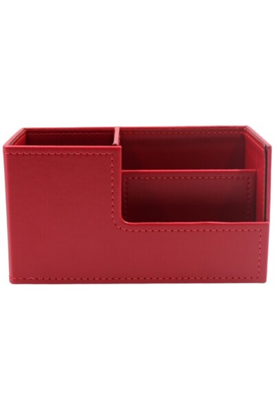 inn design منظم من الجلد الأحمر من سلسلة Beyoğlu - حامل قلم DD-1215