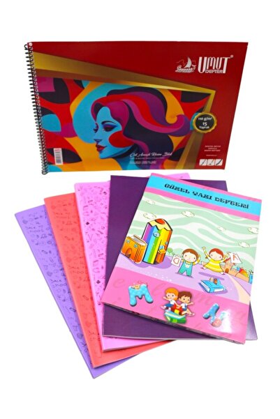 Kırtasiye Ofisi 1. Set de caiete cu 2 linii și 1 carouri pentru mintea creativă - 6 bucăți Geniş Pak