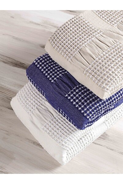 Denizli Concept Lacivert Waffle Çift Kişilik Yatak Örtüsü 230x25 - Yumuşak Ve 100% Pamuk Örtü