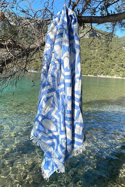 Denizli Concept 90x170 Blue Jacquard Peshtemal - Μαλακή και γρήγορη στέγνωμα πετσέτα θαλάσσης 100% βαμβάκι