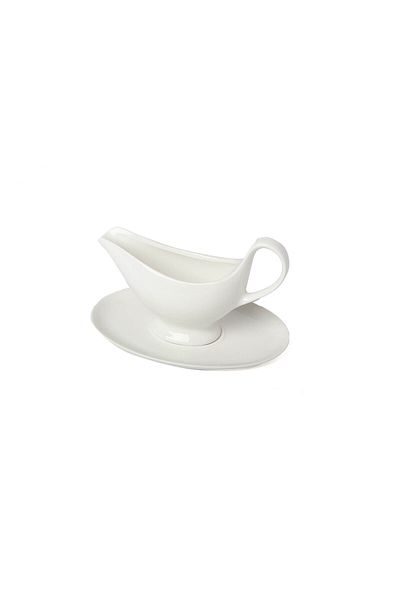 SQUALO Elegant Porcelain Sauce Bowl With A Plate - White - 2x14.5x22.5cm - 0533/1660