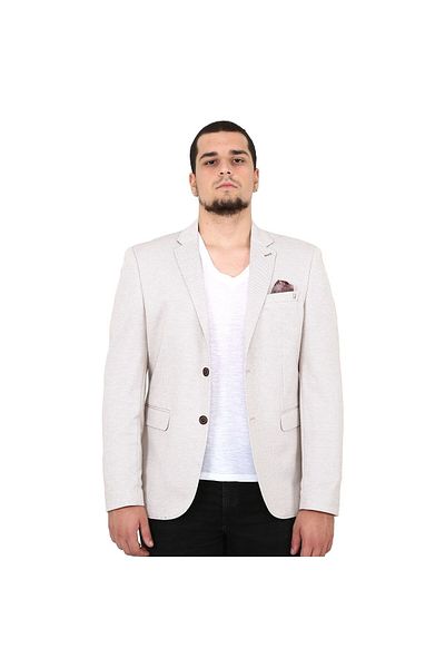 SPOSO Large Size Beige Slim Fit Blazer Jacket