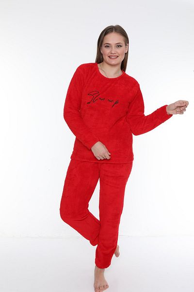 FAMES PİJAMA Wellsoft Thick Winter Fleece Women's Pajama Set