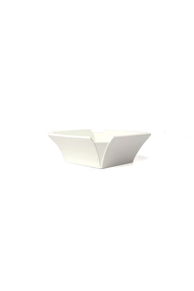 SQUALO Elegant Porcelain Deep Square Bowl with Telted Edges - White - 15x15cm - A24442
