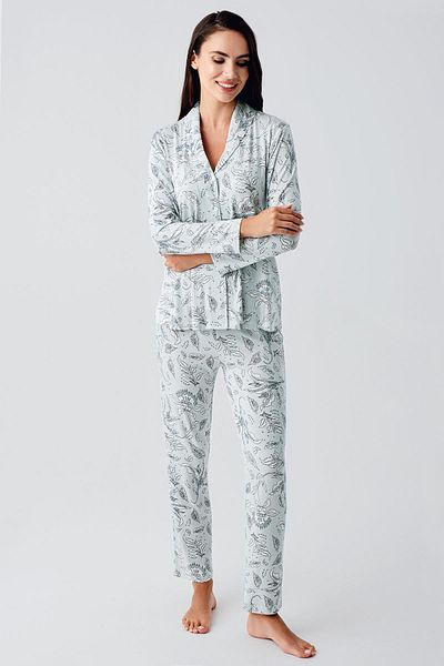 Artış Patterned Viscous Pajama Set - Long Sleeve and Buttoned