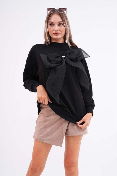 Pulli Collection Dámská mikina Black Bow Appliqued