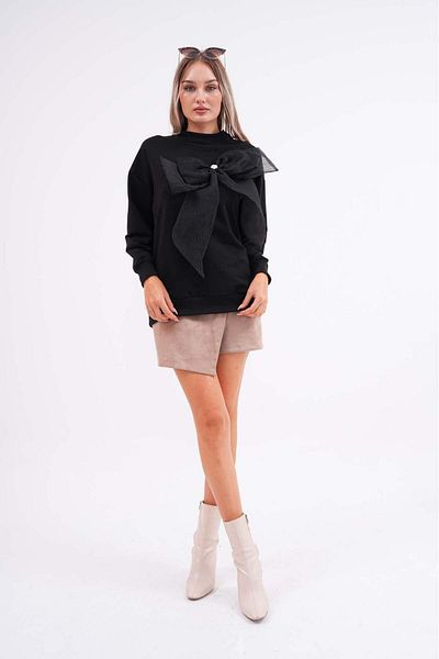 Pulli Collection Dámská mikina Black Bow Appliqued