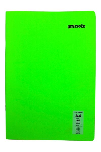 Mynote Neon A4 80 - Leaf Checkered Plastic Notebook