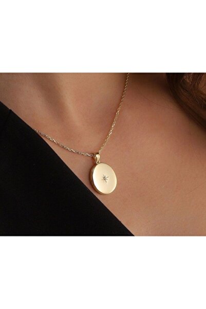 Ra jewels 925 Ayar Gümüş Kutup Yıldızı Kapaklı Madalyon Kolye