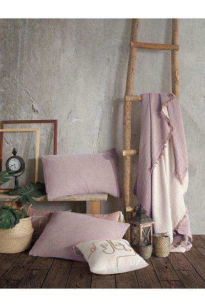 destinyhometex Cuvertură de pat cu 4 straturi de culoare liliac, 100% bumbac, 160x240cm