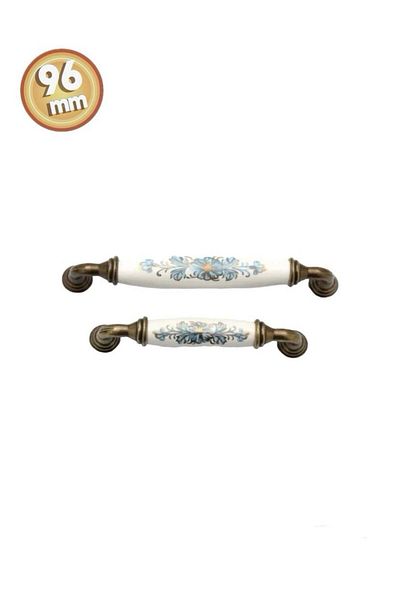 Porcellana Perla مقبض أثاث معدني من البورسلين - مقبض باب درج خزانة المطبخ - Yakut96mm-STK3094